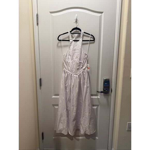 NIA Rio vintage inspired Halter White Poplin Midi Dress Summer Brunch size S NWT - Picture 5 of 7